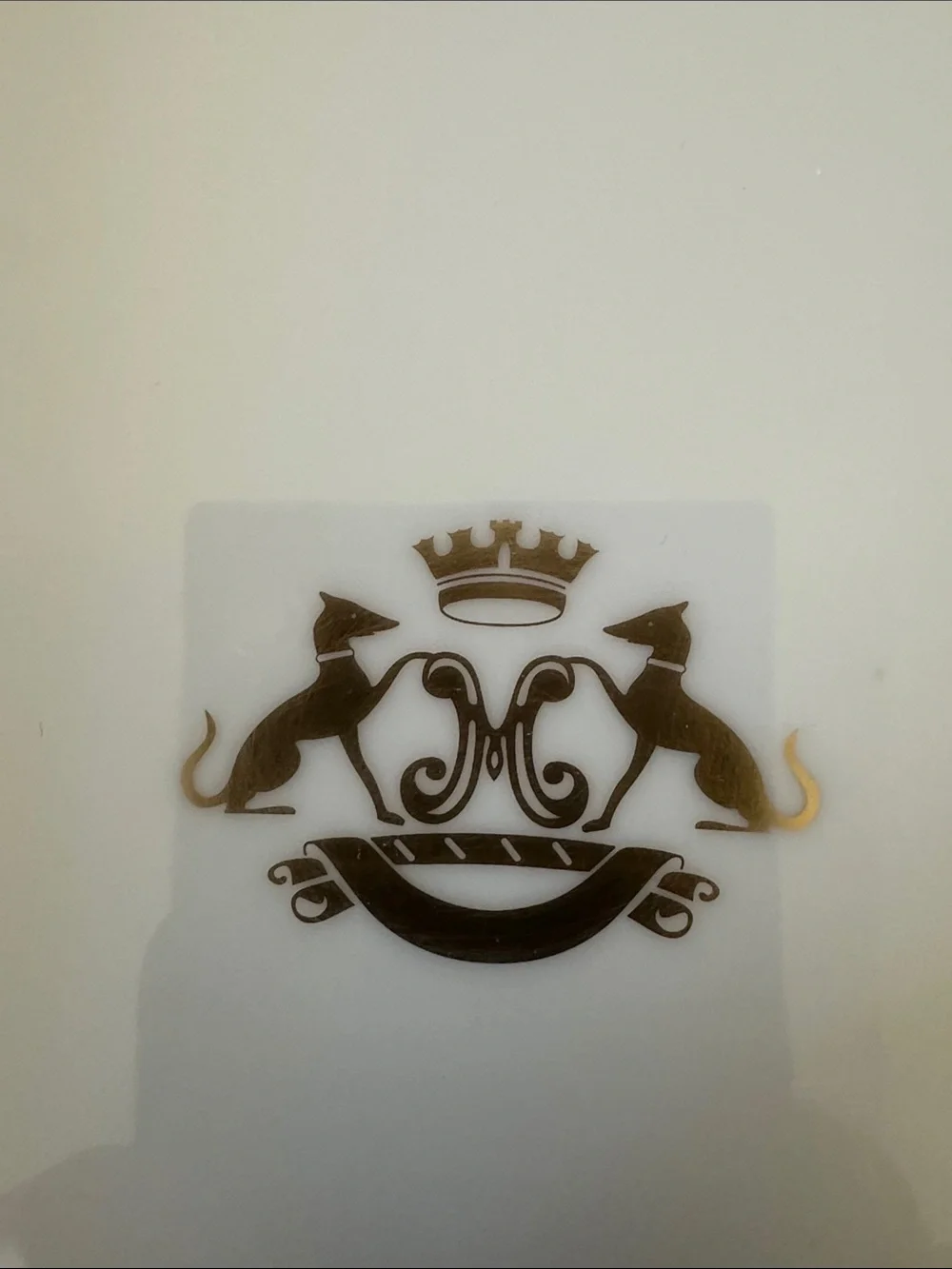 JL Coquet French Luxury White Porcelain and Gold Glaze Rim Vanity Crest Tray